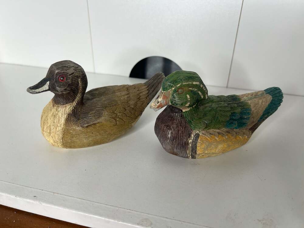 Russ Berrie Reel Life Wax Sculpture Duck Figurines Set